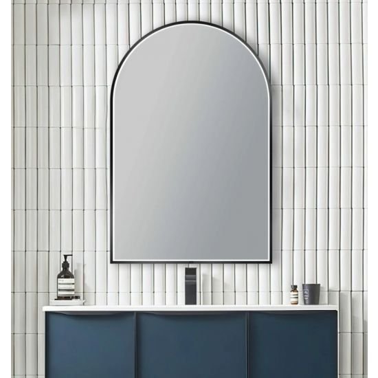 AQUAPERLA LM-UNI-MBK ARCH 3 COLOR LIGHTING FRAMED LED MIRROR 600X900MM MATTE BLACK - Urban Designs Bathroom and Kitchen