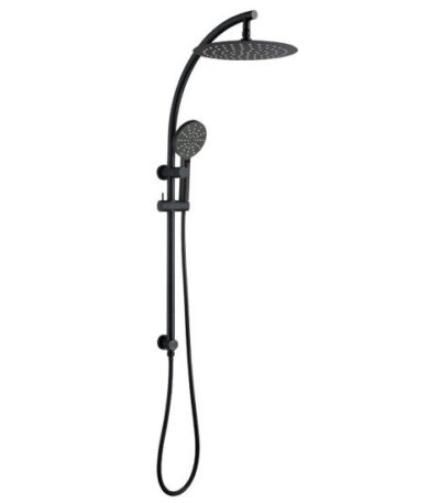 AQUAPERLA OX2128.SH.N+OX0007.SH+OX-R11.HHS ROUND 10" SHOWER STATION TOP WATER INLET BLACK - Urban Designs Bathroom and Kitchen