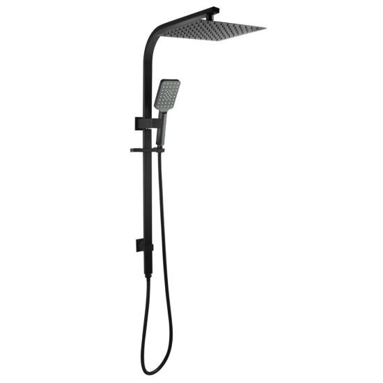 AQUAPERLA OX2130.SH.N+OX0002.SH+OX-S8.HHS SQUARE 10" SHOWER STATION TOP WATER INLET BLACK - Urban Designs Bathroom and Kitchen