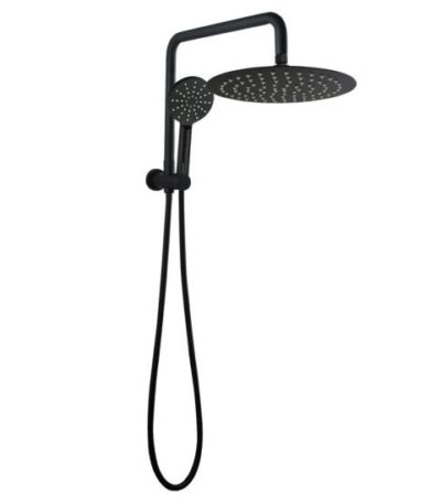 AQUAPERLA OX2138.SH.N+OX0007.SH+OX-R11.HHS ROUND 10" SHOWER STATION TOP WATER INLET BLACK - Urban Designs Bathroom and Kitchen