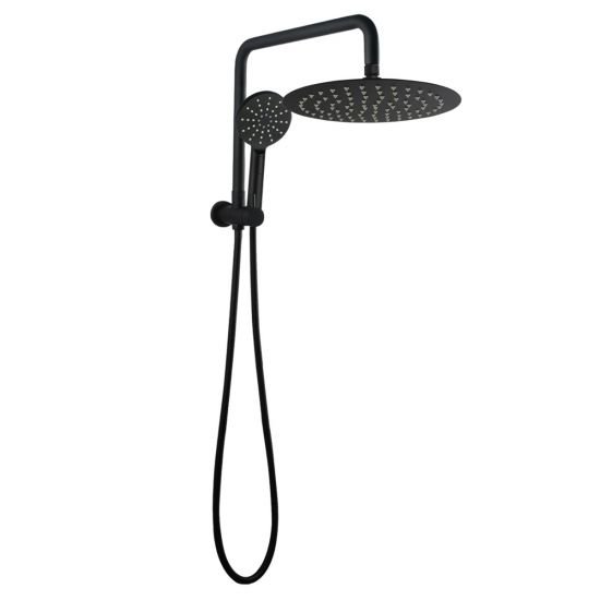 AQUAPERLA OX2138.SH.N+OX0007.SH+OX-R11.HHS ROUND 10" SHOWER STATION TOP WATER INLET BLACK - Urban Designs Bathroom and Kitchen