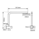 AQUAPERLA OX2140.SH.N+OX0002.SH+OX-S8.HHS SQUARE 10" SHOWER STATION TOP WATER INLET BLACK - Urban Designs Bathroom and Kitchen