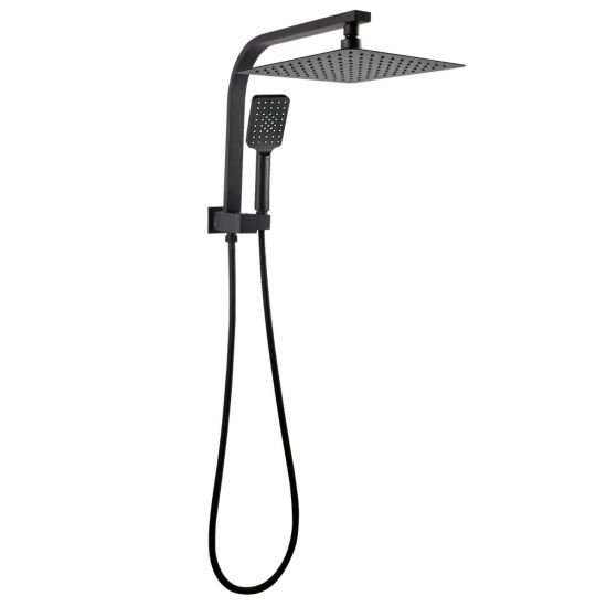 AQUAPERLA OX2140.SH.N+OX0002.SH+OX-S8.HHS SQUARE 10" SHOWER STATION TOP WATER INLET BLACK - Urban Designs Bathroom and Kitchen