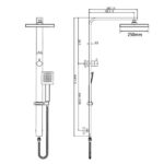 AQUAPERLA OX2150.SH.N+OX0002.SH+OX-S8.HHS SQUARE WIDE RAIL SHOWER STATION TOP WATER INLET WITH 3 FUNCTIONS HANDHELD SHOWER BLACK - Urban Designs Bathroom and Kitchen