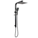 AQUAPERLA OX2150.SH.N+OX0002.SH+OX-S8.HHS SQUARE WIDE RAIL SHOWER STATION TOP WATER INLET WITH 3 FUNCTIONS HANDHELD SHOWER BLACK - Urban Designs Bathroom and Kitchen