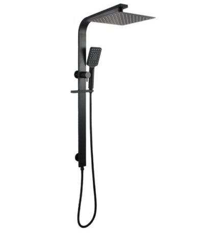 AQUAPERLA OX2150.SH.N+OX0002.SH+OX-S8.HHS SQUARE WIDE RAIL SHOWER STATION TOP WATER INLET WITH 3 FUNCTIONS HANDHELD SHOWER BLACK - Urban Designs Bathroom and Kitchen