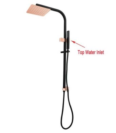 AQUAPERLA OXRG2130-RG0135-OXS5.SH SQUARE 10" SHOWER STATION TOP WATER INLET BLACK & ROSE GOLD - Urban Designs Bathroom and Kitchen