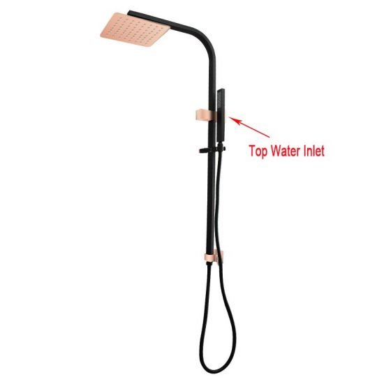 AQUAPERLA OXRG2130-RG0135-OXS5.SH SQUARE 10" SHOWER STATION TOP WATER INLET BLACK & ROSE GOLD - Urban Designs Bathroom and Kitchen