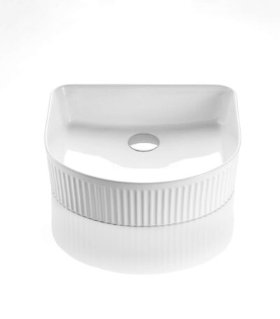 Arch Above Counter Ceramic Basin Ultra Slim - Fluted - Gloss White - 415x365x120mm | CA4135AR-GW