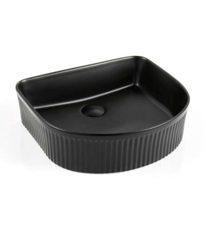 Arch Above Counter Ceramic Basin Ultra Slim - Fluted - Matt Black - 415x365x120mm | CA4135AR-MB