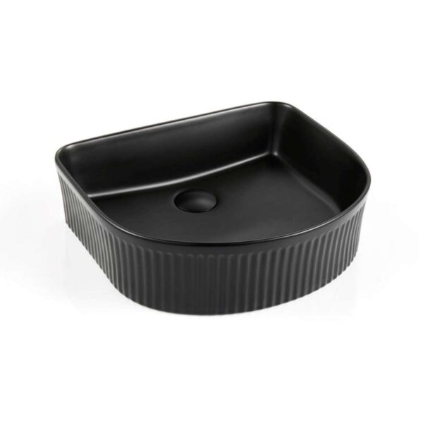 Arch Above Counter Ceramic Basin Ultra Slim - Fluted - Matt Black - 415x365x120mm | CA4135AR-MB
