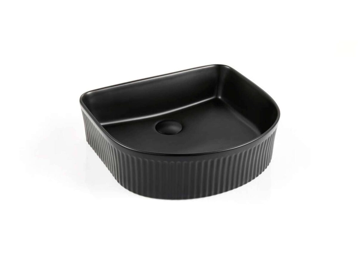 Arch Above Counter Ceramic Basin Ultra Slim - Fluted - Matt Black - 415x365x120mm | CA4135AR-MB
