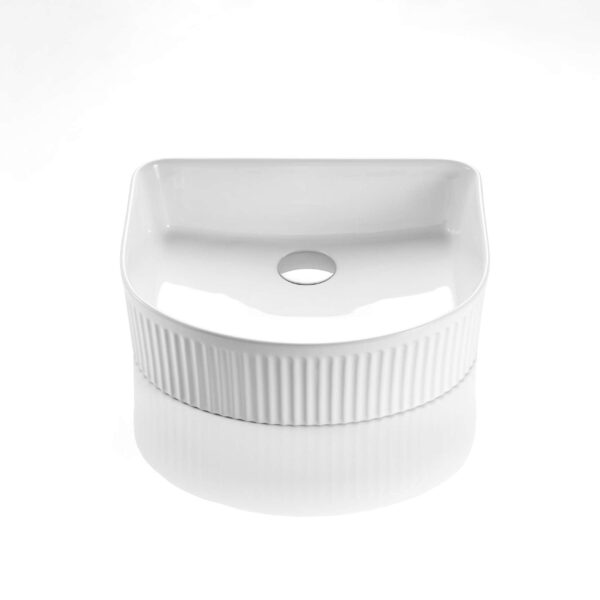 Arch Above Counter Ceramic Basin Ultra Slim - Fluted - Matt White - 415x365x120mm | CA4135AR-MW