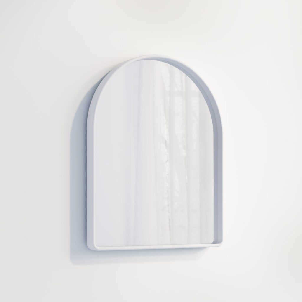 Arch Wall Mirror 600 x 750mm - Matte White (Solid Surface)