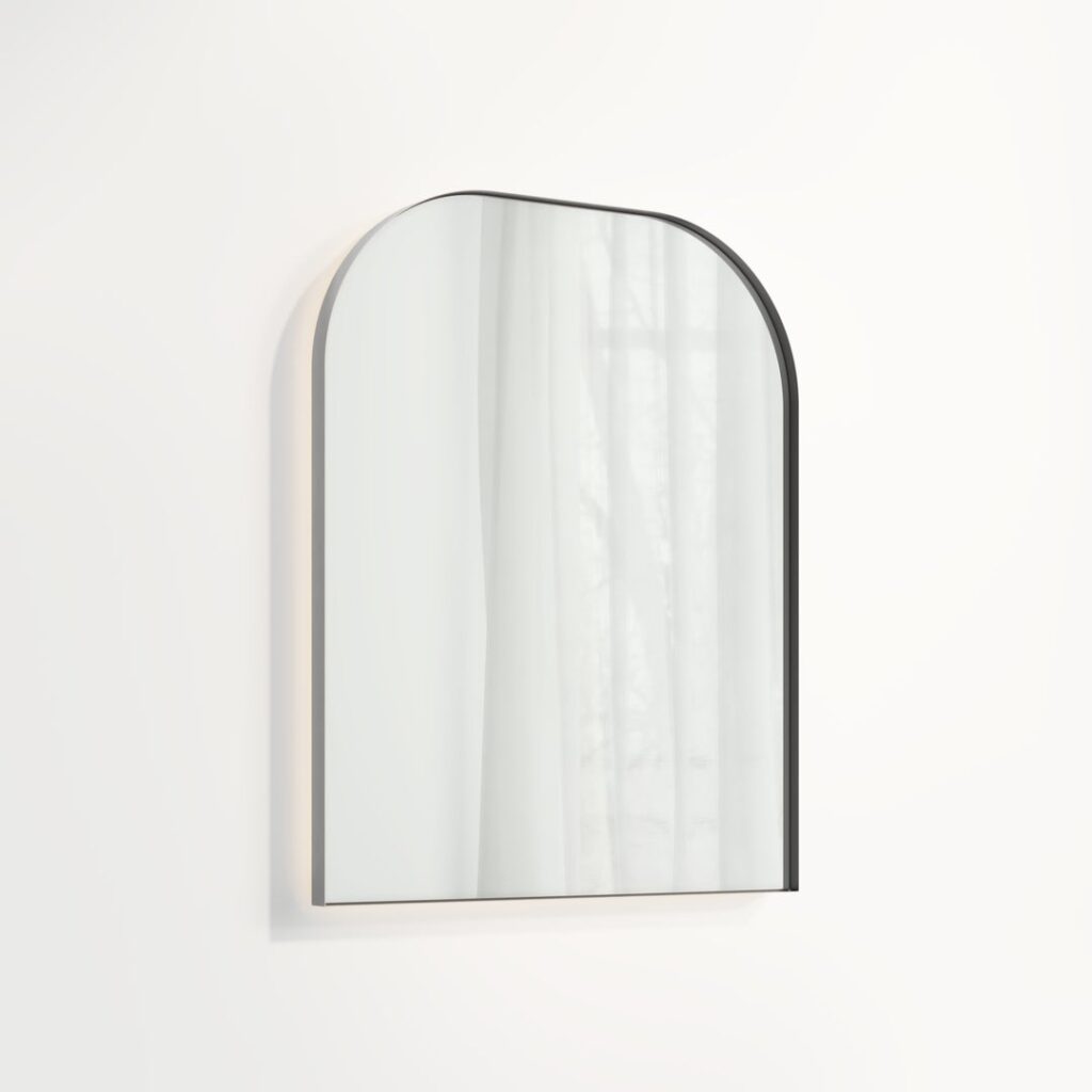 Arch Wall Mirror LED 600 x 750mm - Brushed Gunmetal