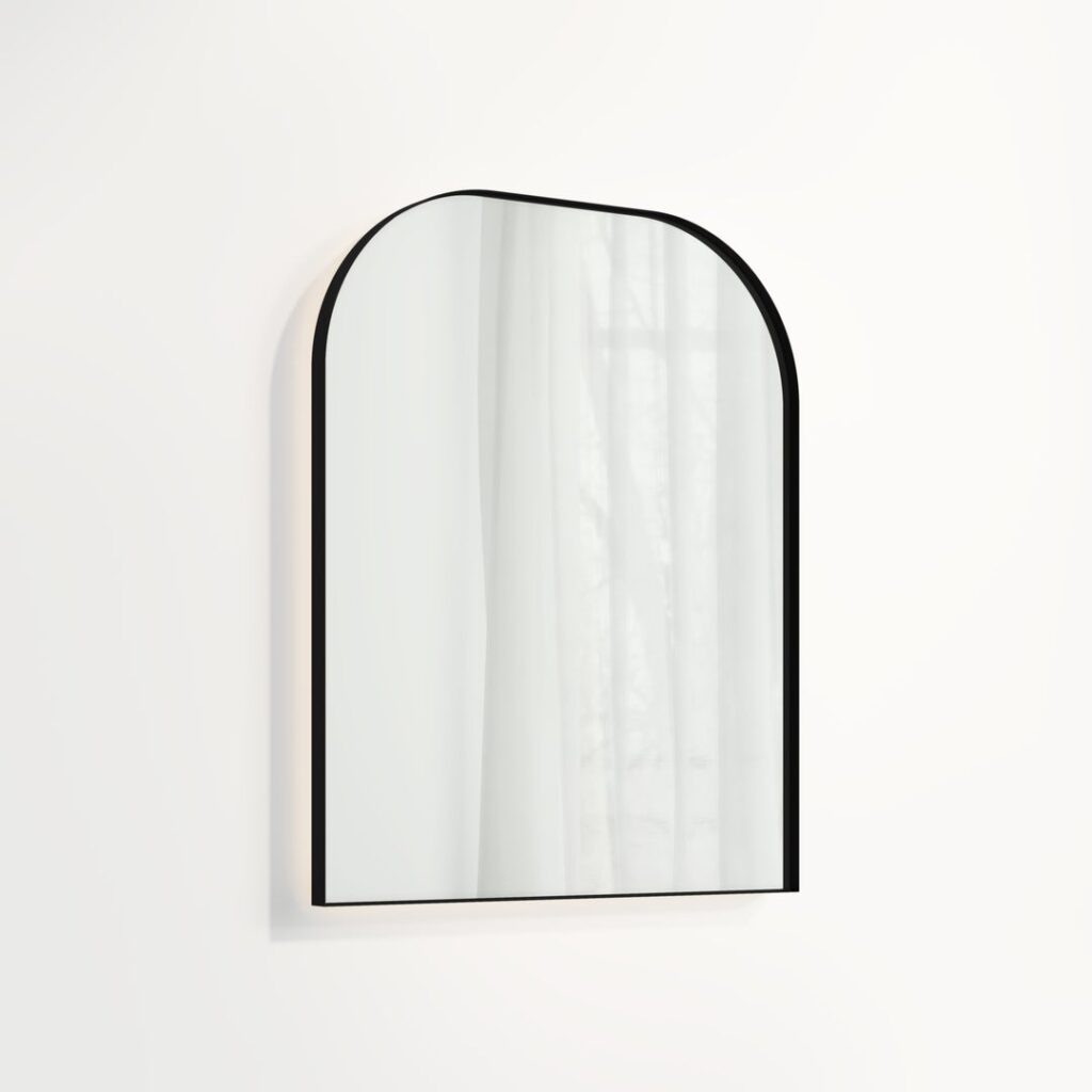 Arch Wall Mirror LED 600 x 750mm - Matte Black