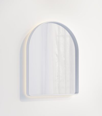 Arch Wall Mirror LED 600 x 750mm - Matte White (Solid Surface)
