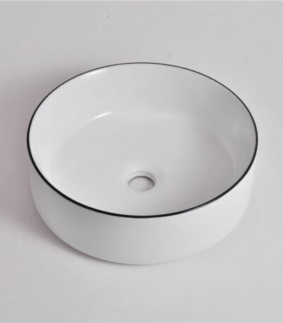 Aries - 36 in Gloss White with Black Rim Fine Ceramic - CLA-524B-CBLG | 360x360x120mm