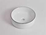 Aries - 36 in Gloss White with Black Rim Fine Ceramic - CLA-524B-CBLG | 360x360x120mm