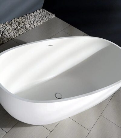 Artificial Stone Freestanding Bathtub Matt White - 1630mm | SC1126