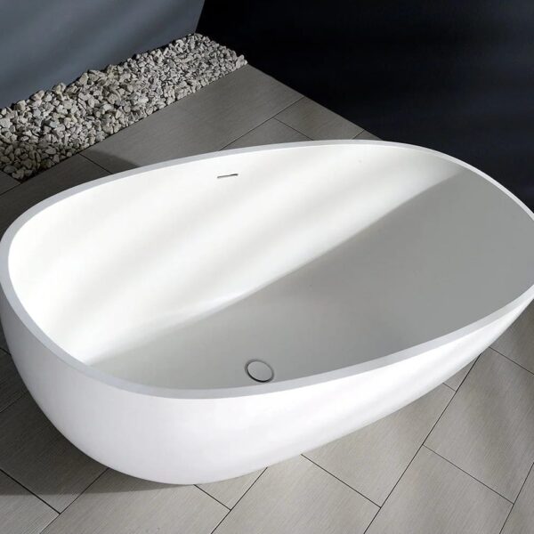 Artificial Stone Freestanding Bathtub Matt White - 1630mm | SC1126