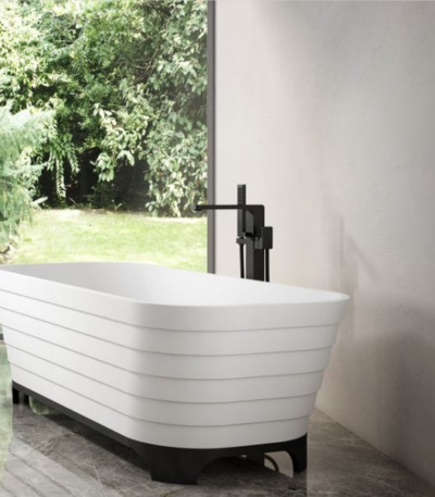 Artificial Stone Freestanding Bathtub - Matt White - 1800mm | SC1138