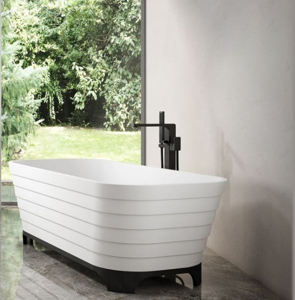 Artificial Stone Freestanding Bathtub - Matt White - 1800mm | SC1138