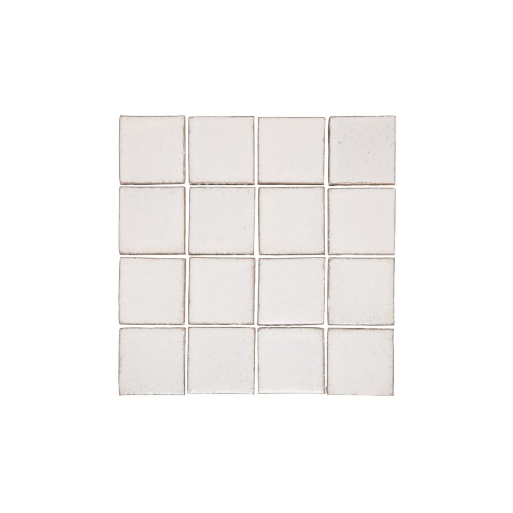 Ashiya Handmade Square Mosaic Tile - Gloss Snow