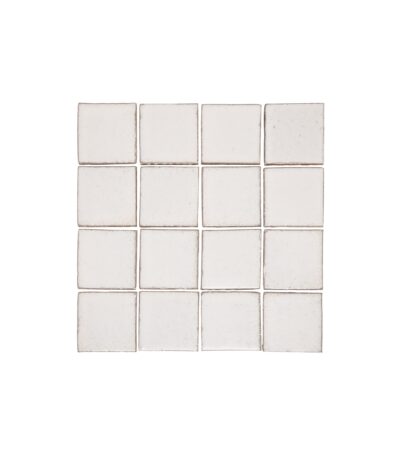 Ashiya Handmade Square Mosaic Tile - Gloss Snow