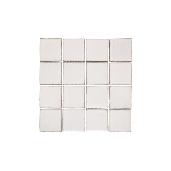 Ashiya Handmade Square Mosaic Tile - Gloss Snow