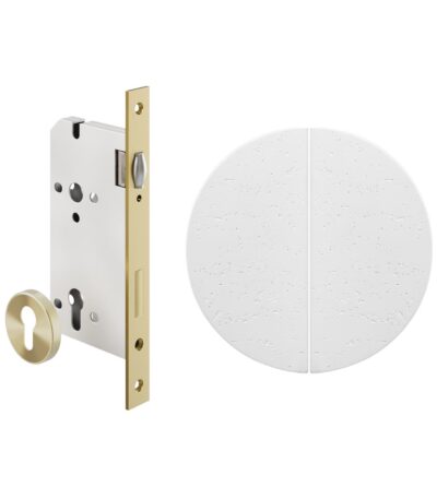 Atelis Concrete Half Moon Entry Door Pulls & Lock Set - Pair