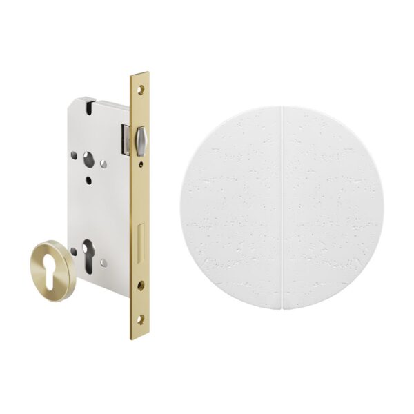Atelis Concrete Half Moon Entry Door Pulls & Lock Set - Pair
