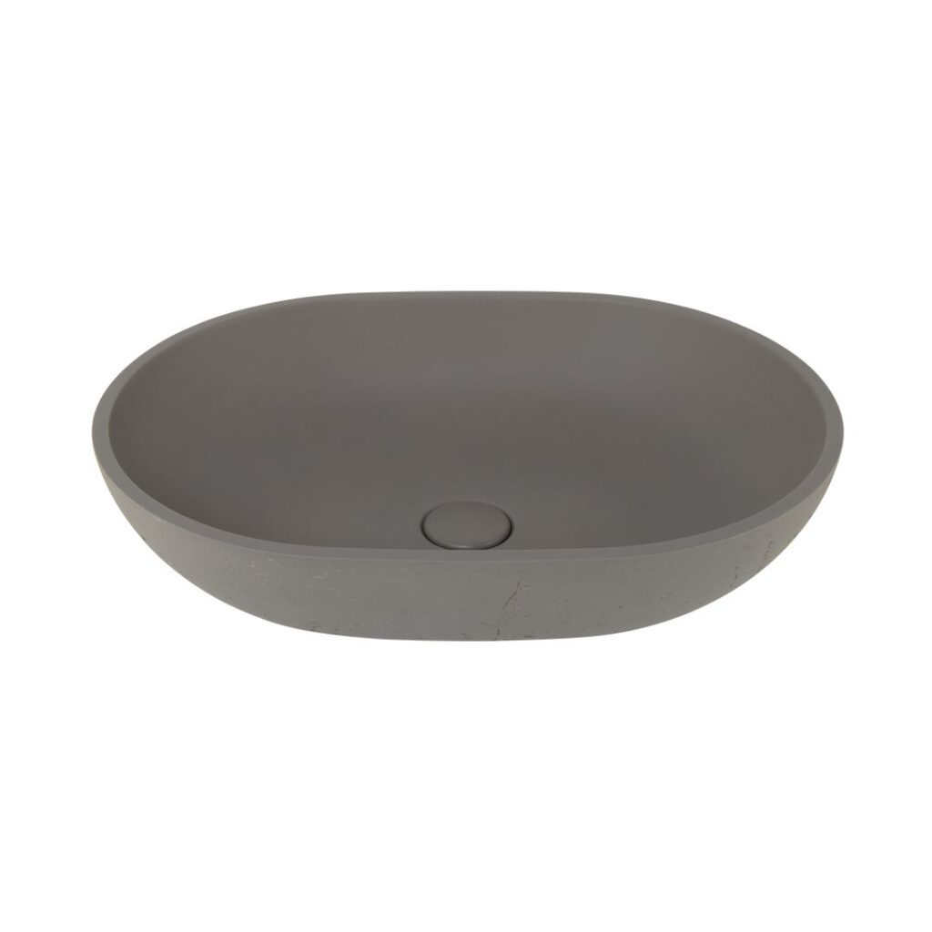 Atelis Oval Concrete Basin - Grey