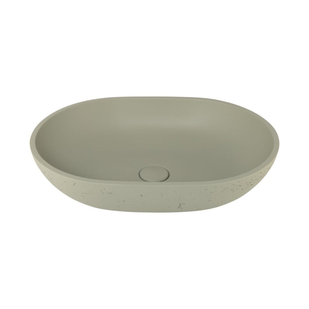 Atelis Oval Concrete Basin - Sage Green