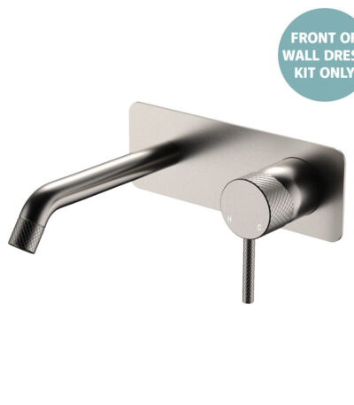 Axle Wall Basin/Bath Mixer Dress Kit, Rectangular Plate, 160mm Outlet, Brushed Nickel