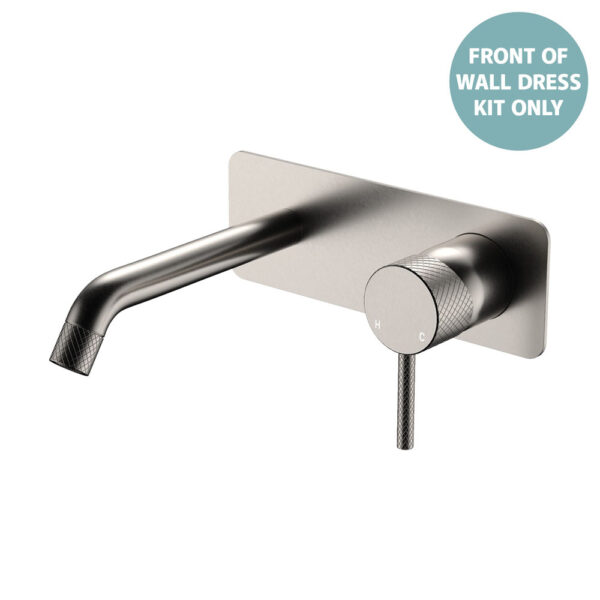 Axle Wall Basin/Bath Mixer Dress Kit, Rectangular Plate, 160mm Outlet, Brushed Nickel