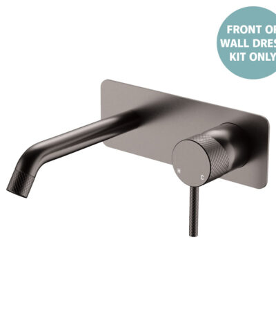 Axle Wall Basin/Bath Mixer Dress Kit, Rectangular Plate, 160mm Outlet, Gun Metal
