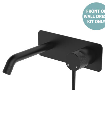 Axle Wall Basin/Bath Mixer Dress Kit, Rectangular Plate, 160mm Outlet, Matte Black