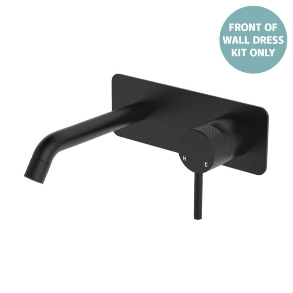 Axle Wall Basin/Bath Mixer Dress Kit, Rectangular Plate, 160mm Outlet, Matte Black
