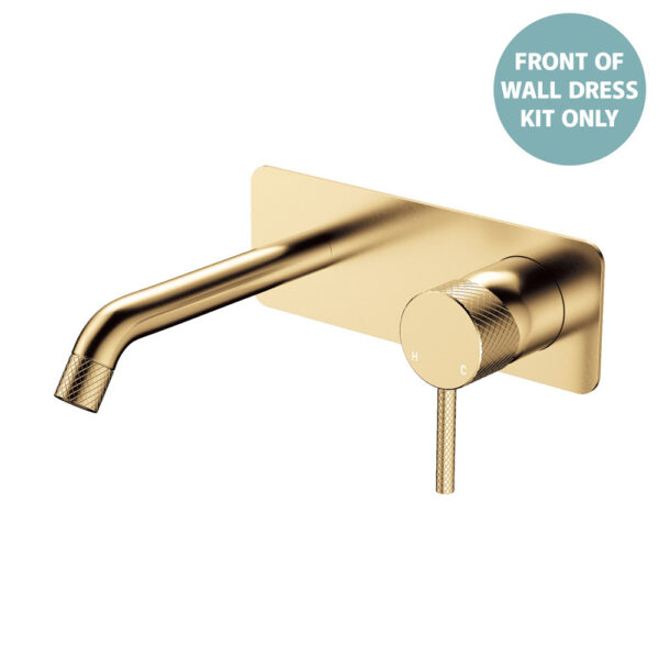 Axle Wall Basin/Bath Mixer Dress Kit, Rectangular Plate, 160mm Outlet, Urban Brass