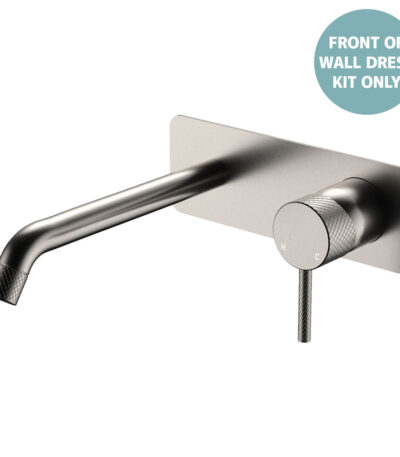 Axle Wall Basin/Bath Mixer Dress Kit, Rectangular Plate, 200mm Outlet, Brushed Nickel