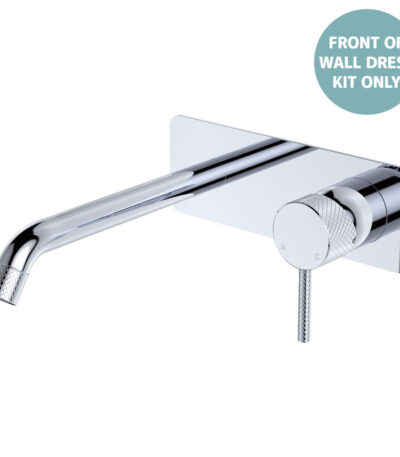 Axle Wall Basin/Bath Mixer Dress Kit, Rectangular Plate, 200mm Outlet, Chrome