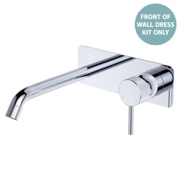 Axle Wall Basin/Bath Mixer Dress Kit, Rectangular Plate, 200mm Outlet, Chrome