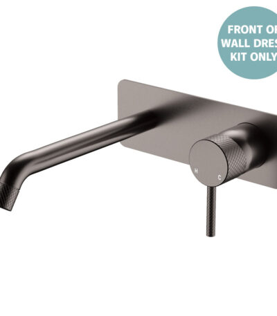 Axle Wall Basin/Bath Mixer Dress Kit, Rectangular Plate, 200mm Outlet, Gun Metal