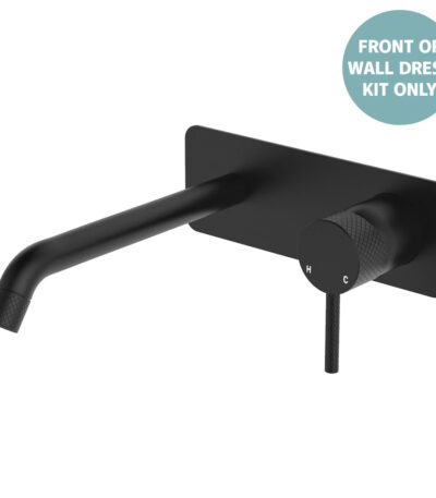 Axle Wall Basin/Bath Mixer Dress Kit, Rectangular Plate, 200mm Outlet, Matte Black
