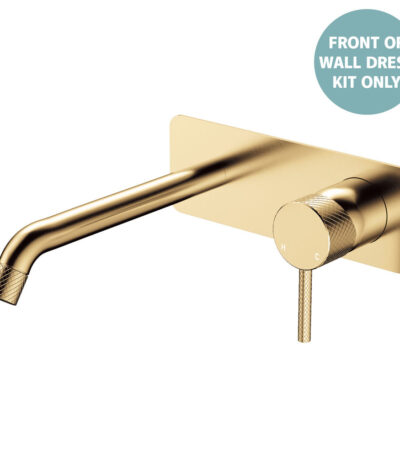Axle Wall Basin/Bath Mixer Dress Kit, Rectangular Plate, 200mm Outlet, Urban Brass