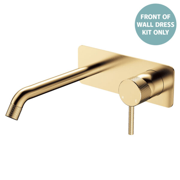 Axle Wall Basin/Bath Mixer Dress Kit, Rectangular Plate, 200mm Outlet, Urban Brass