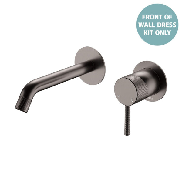 Axle Wall Basin/Bath Mixer Dress Kit, Round Plates, 160mm Outlet, Gun Metal