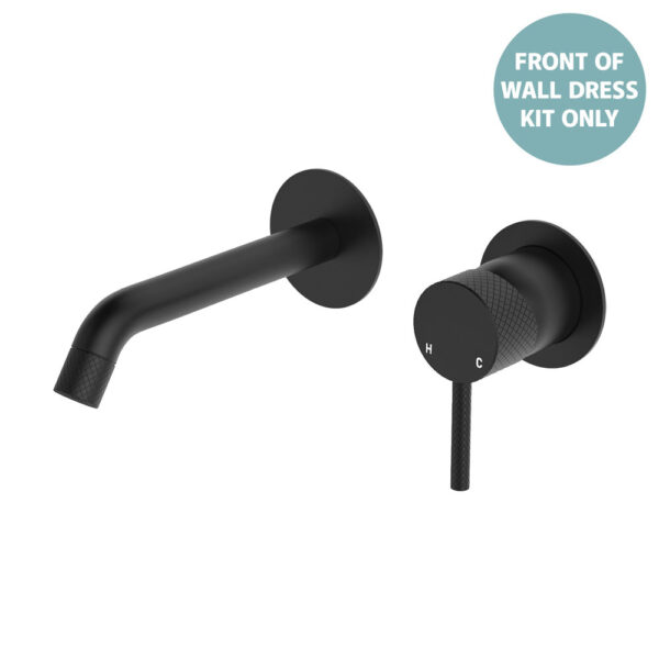 Axle Wall Basin/Bath Mixer Dress Kit, Round Plates, 160mm Outlet, Matte Black