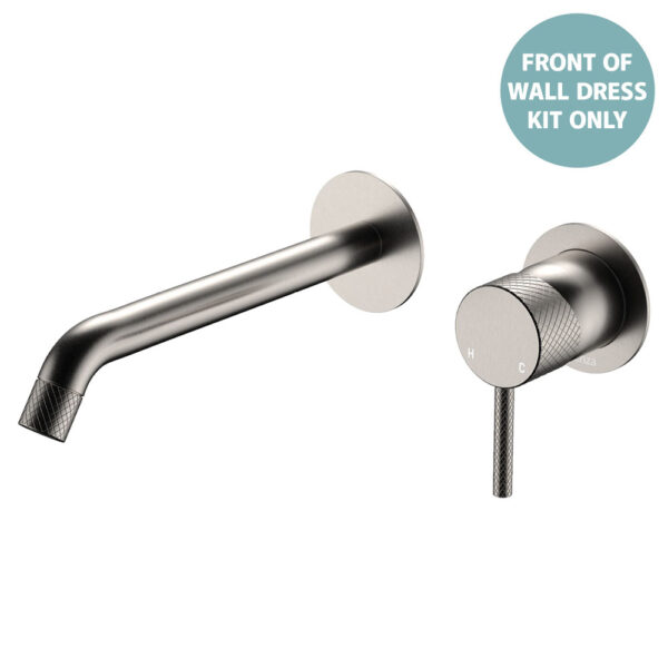 Axle Wall Basin/Bath Mixer Dress Kit, Round Plates, 200mm Outlet, Brushed Nickel